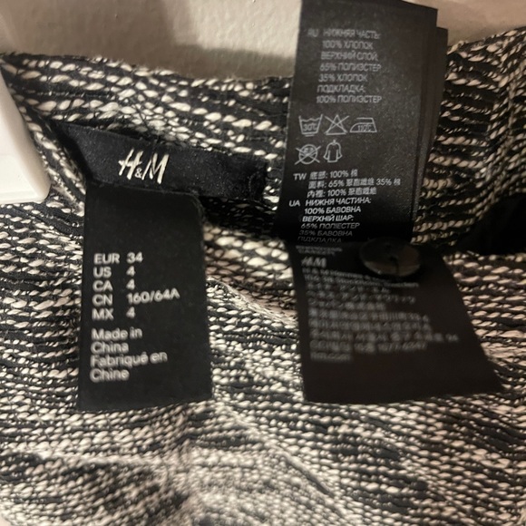 H&M black and white fringe woven skirt size 4 - Picture 4 of 5